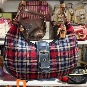 Coach Plaid Hampton Shoulder Bag with Leather Trim 2003